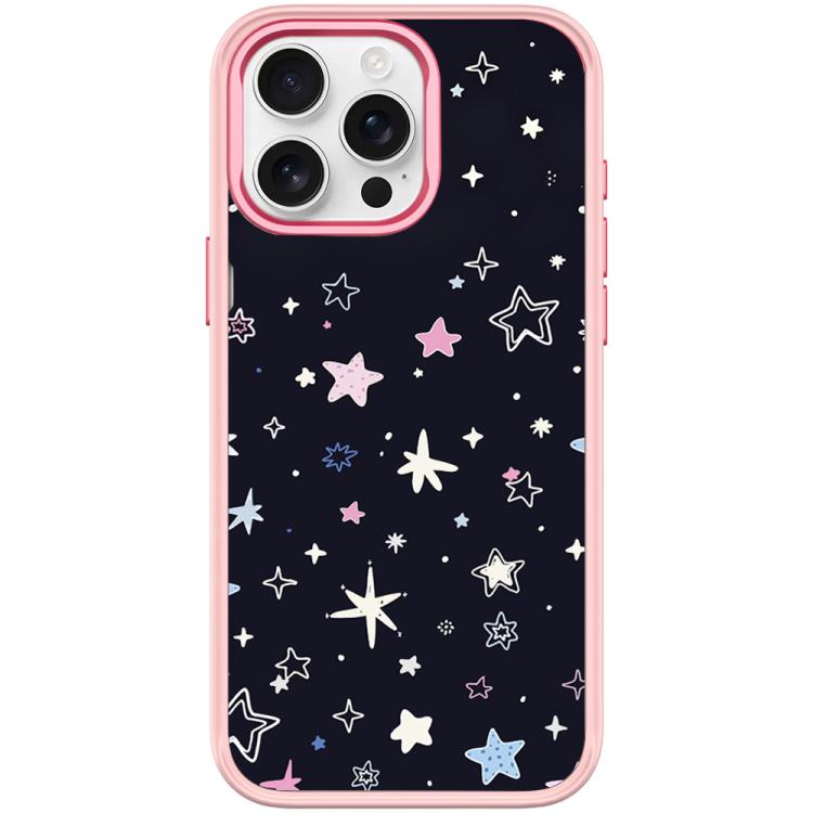 Cover magnetica per telefono con sfondo nero e motivo a stelle colorate, For iPhone 15 Pro Max, For iPhone 15 Pro