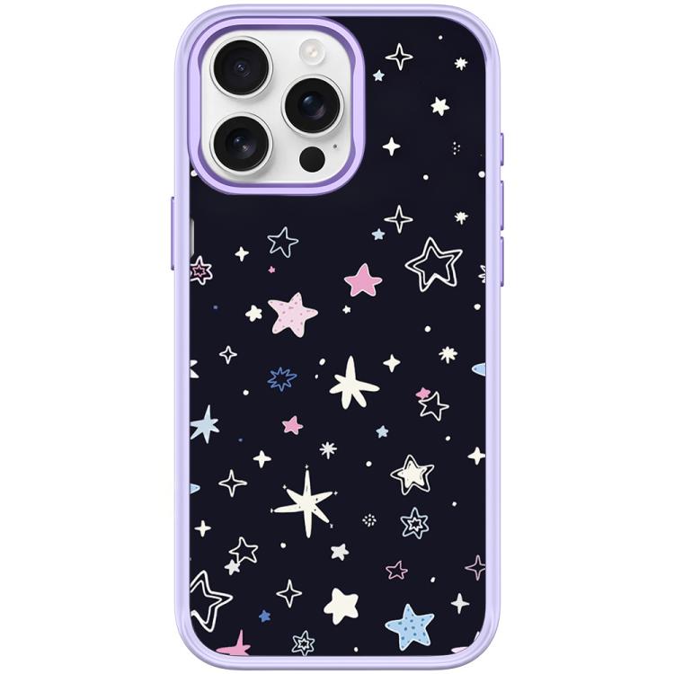 Cover magnetica per telefono con sfondo nero e motivo a stelle colorate, For iPhone 15 Pro Max, For iPhone 15 Pro
