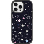 Cover magnetica per telefono con sfondo nero e motivo a stelle colorate, For iPhone 15 Pro Max, For iPhone 15 Pro
