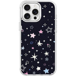 Cover magnetica per telefono con sfondo nero e motivo a stelle colorate, For iPhone 15 Pro Max, For iPhone 15 Pro
