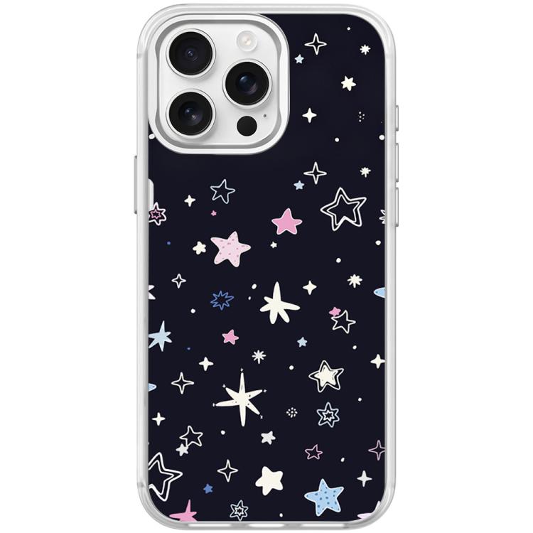 Cover magnetica per telefono con sfondo nero e motivo a stelle colorate, For iPhone 15 Pro Max, For iPhone 15 Pro
