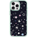 Cover magnetica per telefono con sfondo nero e motivo a stelle colorate, For iPhone 15 Pro Max, For iPhone 15 Pro