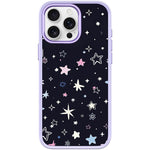 Cover magnetica per telefono con sfondo nero e motivo a stelle colorate, For iPhone 15 Pro Max, For iPhone 15 Pro