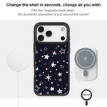 Cover magnetica per telefono con sfondo nero e motivo a stelle colorate, For iPhone 15 Pro Max, For iPhone 15 Pro