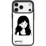 Cover magnetica per telefono con motivo di ragazza dai capelli ricci in stile schizzo, For iPhone 17 Pro Max, For iPhone 17 Pro, For iPhone 17, For iPhone Air
