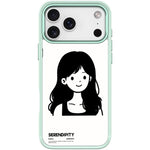 Cover magnetica per telefono con motivo di ragazza dai capelli ricci in stile schizzo, For iPhone 17 Pro Max, For iPhone 17 Pro, For iPhone 17, For iPhone Air