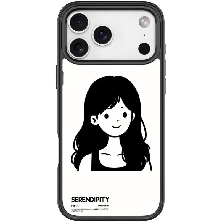 Cover magnetica per telefono con motivo di ragazza dai capelli ricci in stile schizzo, For iPhone 17 Pro Max, For iPhone 17 Pro, For iPhone 17, For iPhone Air