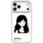Cover magnetica per telefono con motivo di ragazza dai capelli ricci in stile schizzo, For iPhone 17 Pro Max, For iPhone 17 Pro, For iPhone 17, For iPhone Air