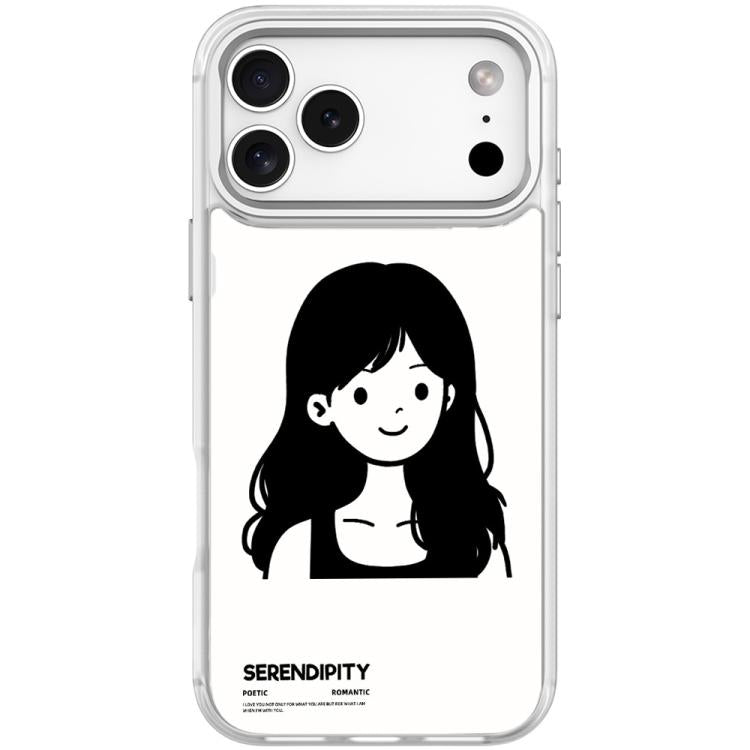 Cover magnetica per telefono con motivo di ragazza dai capelli ricci in stile schizzo, For iPhone 17 Pro Max, For iPhone 17 Pro, For iPhone 17, For iPhone Air