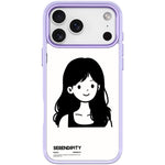 Cover magnetica per telefono con motivo di ragazza dai capelli ricci in stile schizzo, For iPhone 17 Pro Max, For iPhone 17 Pro, For iPhone 17, For iPhone Air