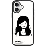 Cover magnetica per telefono con motivo di ragazza dai capelli ricci in stile schizzo, For iPhone 17 Pro Max, For iPhone 17 Pro, For iPhone 17, For iPhone Air