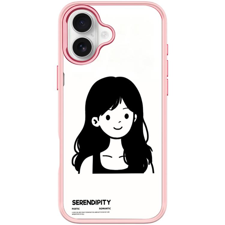 Cover magnetica per telefono con motivo di ragazza dai capelli ricci in stile schizzo, For iPhone 17 Pro Max, For iPhone 17 Pro, For iPhone 17, For iPhone Air