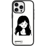 Cover magnetica per telefono con motivo di ragazza dai capelli ricci in stile schizzo, For iPhone 16 Pro Max, For iPhone 16 Pro, For iPhone 16 Plus, For iPhone 16