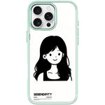 Cover magnetica per telefono con motivo di ragazza dai capelli ricci in stile schizzo, For iPhone 16 Pro Max, For iPhone 16 Pro, For iPhone 16 Plus, For iPhone 16