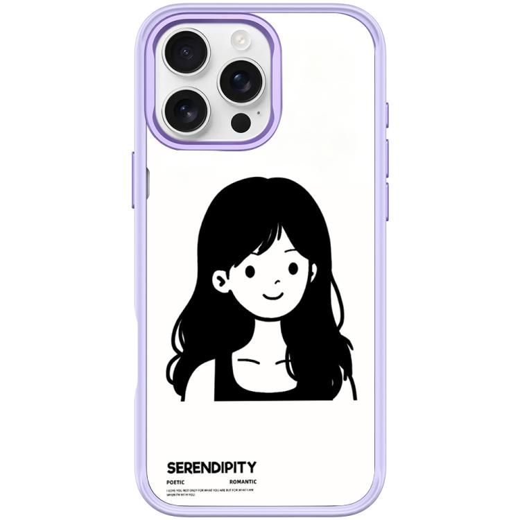 Cover magnetica per telefono con motivo di ragazza dai capelli ricci in stile schizzo, For iPhone 16 Pro Max, For iPhone 16 Pro, For iPhone 16 Plus, For iPhone 16