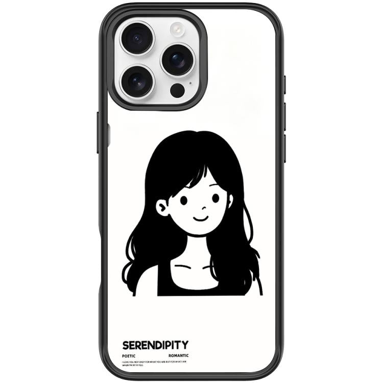 Cover magnetica per telefono con motivo di ragazza dai capelli ricci in stile schizzo, For iPhone 16 Pro Max, For iPhone 16 Pro, For iPhone 16 Plus, For iPhone 16