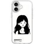 Cover magnetica per telefono con motivo di ragazza dai capelli ricci in stile schizzo, For iPhone 16 Pro Max, For iPhone 16 Pro, For iPhone 16 Plus, For iPhone 16