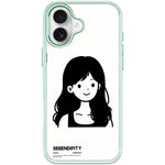 Cover magnetica per telefono con motivo di ragazza dai capelli ricci in stile schizzo, For iPhone 16 Pro Max, For iPhone 16 Pro, For iPhone 16 Plus, For iPhone 16