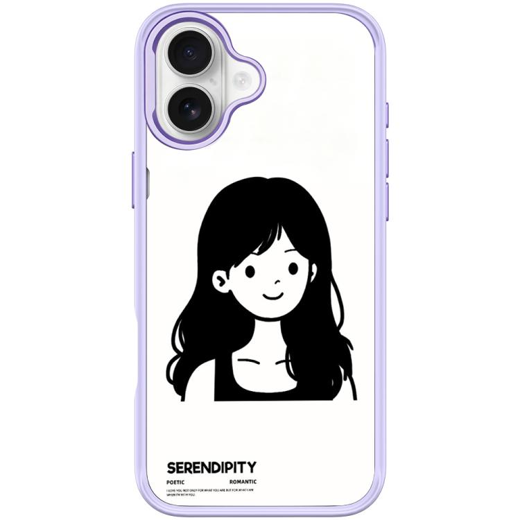 Cover magnetica per telefono con motivo di ragazza dai capelli ricci in stile schizzo, For iPhone 16 Pro Max, For iPhone 16 Pro, For iPhone 16 Plus, For iPhone 16