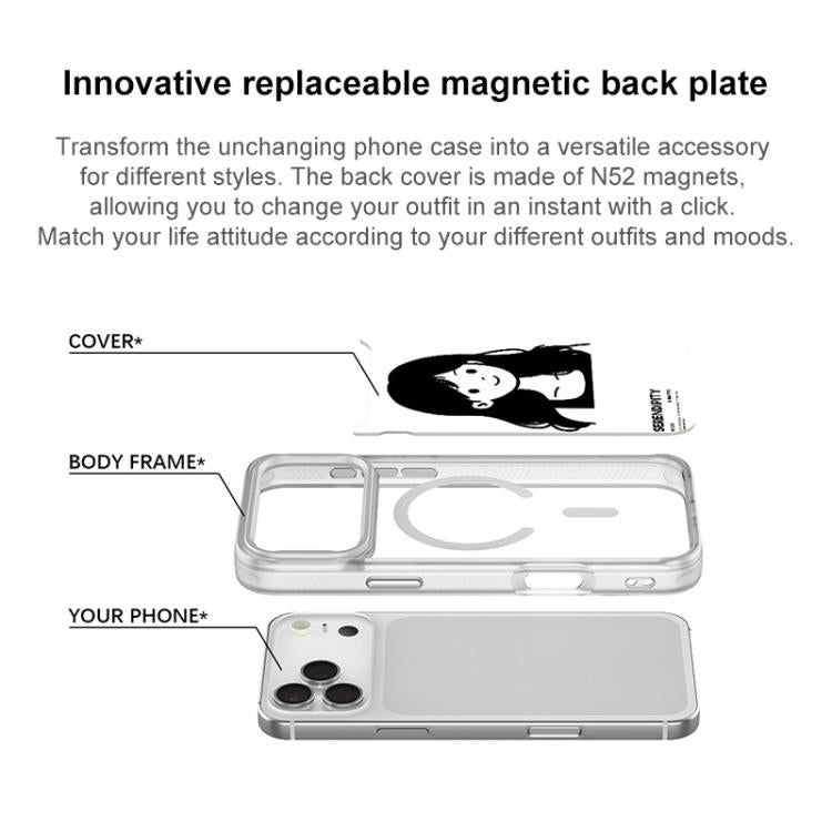 Cover magnetica per telefono con motivo di ragazza dai capelli ricci in stile schizzo, For iPhone 17 Pro Max, For iPhone 17 Pro, For iPhone 17, For iPhone Air