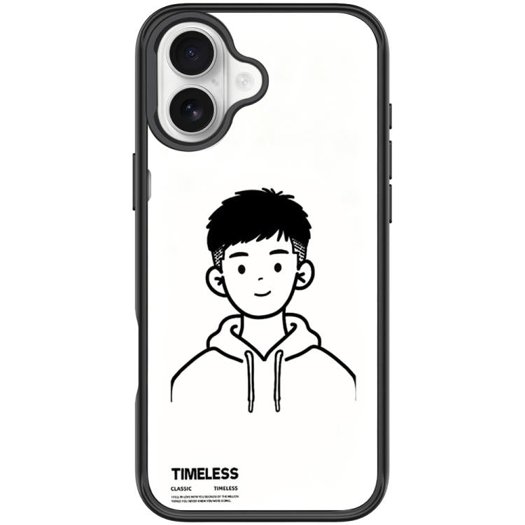 Custodia magnetica per telefono con motivo "Sketch Hooded Boy"., For iPhone 16 Pro Max, For iPhone 16 Pro, For iPhone 16 Plus, For iPhone 16