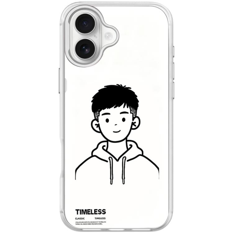 Custodia magnetica per telefono con motivo "Sketch Hooded Boy"., For iPhone 16 Pro Max, For iPhone 16 Pro, For iPhone 16 Plus, For iPhone 16