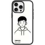 Custodia magnetica per telefono con motivo "Sketch Hooded Boy"., For iPhone 15 Pro Max, For iPhone 15 Pro