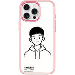 Custodia magnetica per telefono con motivo "Sketch Hooded Boy"., For iPhone 15 Pro Max, For iPhone 15 Pro