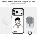 Custodia magnetica per telefono con motivo "Sketch Hooded Boy"., For iPhone 15 Pro Max, For iPhone 15 Pro