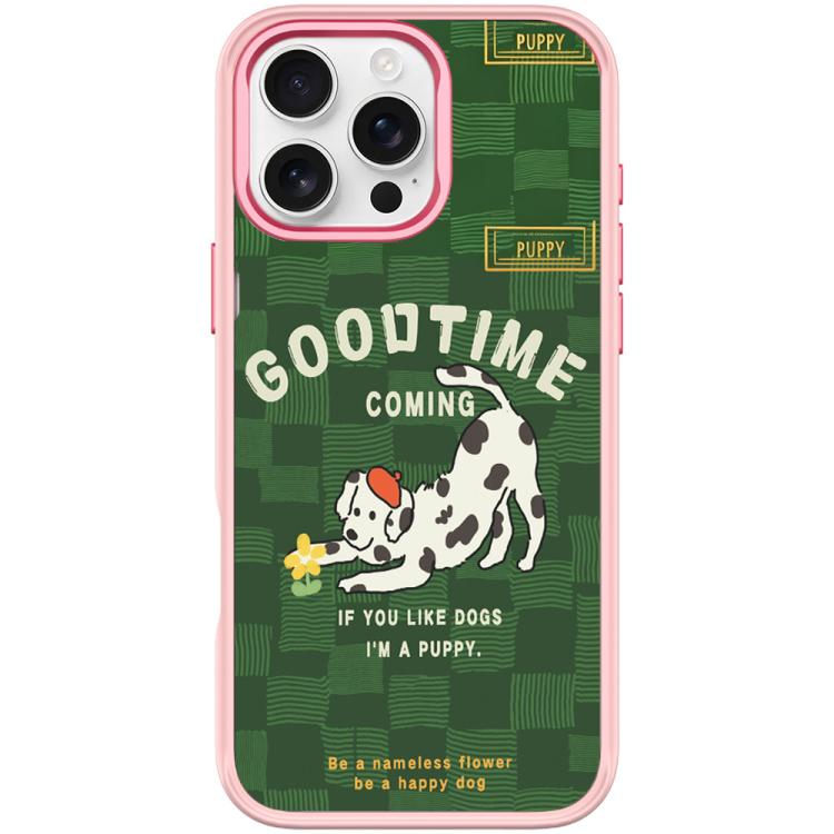 Adorabile custodia magnetica per telefono con motivo cane che cattura fiori, For iPhone 16 Pro Max, For iPhone 16 Pro, For iPhone 16 Plus, For iPhone 16