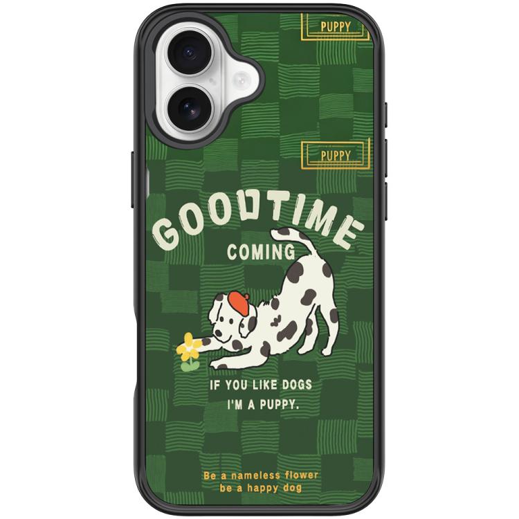 Adorabile custodia magnetica per telefono con motivo cane che cattura fiori, For iPhone 16 Pro Max, For iPhone 16 Pro, For iPhone 16 Plus, For iPhone 16