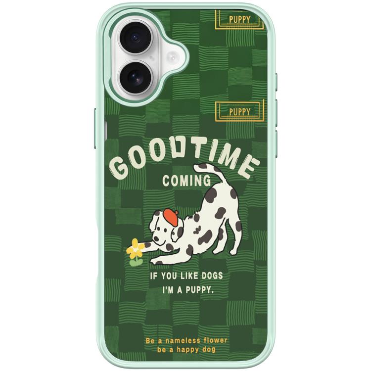 Adorabile custodia magnetica per telefono con motivo cane che cattura fiori, For iPhone 16 Pro Max, For iPhone 16 Pro, For iPhone 16 Plus, For iPhone 16