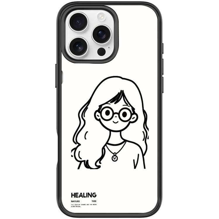Custodia magnetica per telefono con motivo "Ragazza tranquilla" disegnata a mano, For iPhone 16 Pro Max, For iPhone 16 Pro, For iPhone 16 Plus, For iPhone 16