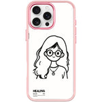 Custodia magnetica per telefono con motivo "Ragazza tranquilla" disegnata a mano, For iPhone 16 Pro Max, For iPhone 16 Pro, For iPhone 16 Plus, For iPhone 16