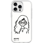 Custodia magnetica per telefono con motivo "Ragazza tranquilla" disegnata a mano, For iPhone 16 Pro Max, For iPhone 16 Pro, For iPhone 16 Plus, For iPhone 16