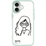 Custodia magnetica per telefono con motivo "Ragazza tranquilla" disegnata a mano, For iPhone 16 Pro Max, For iPhone 16 Pro, For iPhone 16 Plus, For iPhone 16