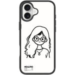 Custodia magnetica per telefono con motivo "Ragazza tranquilla" disegnata a mano, For iPhone 16 Pro Max, For iPhone 16 Pro, For iPhone 16 Plus, For iPhone 16