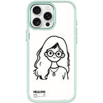 Custodia magnetica per telefono con motivo "Ragazza tranquilla" disegnata a mano, For iPhone 15 Pro Max, For iPhone 15 Pro
