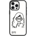Custodia magnetica per telefono con motivo "Ragazza tranquilla" disegnata a mano, For iPhone 15 Pro Max, For iPhone 15 Pro