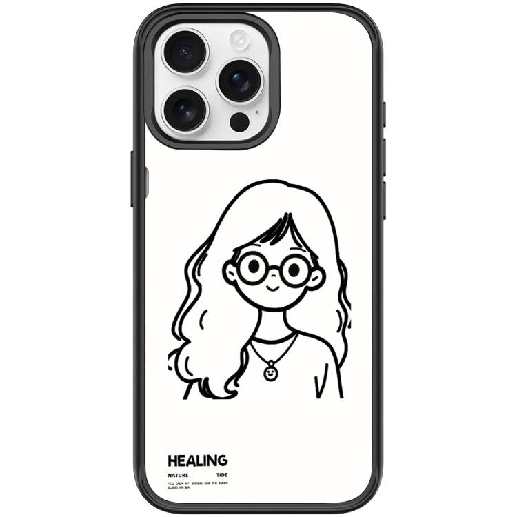 Custodia magnetica per telefono con motivo "Ragazza tranquilla" disegnata a mano, For iPhone 15 Pro Max, For iPhone 15 Pro