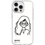 Custodia magnetica per telefono con motivo "Ragazza tranquilla" disegnata a mano, For iPhone 15 Pro Max, For iPhone 15 Pro