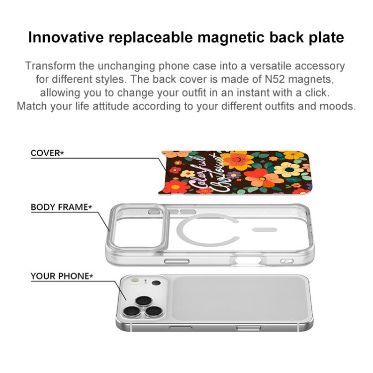 Custodia magnetica per telefono con motivo floreale colorato, For iPhone 15 Pro Max, For iPhone 15 Pro
