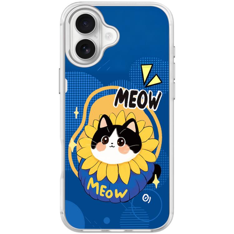 Adorabile custodia magnetica per telefono con motivo di un gattino blu., For iPhone 16 Pro Max, For iPhone 16 Pro, For iPhone 16 Plus, For iPhone 16