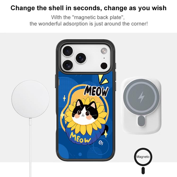 Adorabile custodia magnetica per telefono con motivo di un gattino blu., For iPhone 15 Pro Max, For iPhone 15 Pro