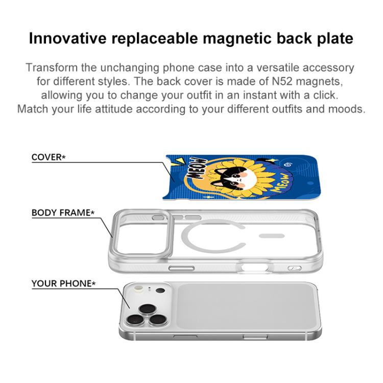 Adorabile custodia magnetica per telefono con motivo di un gattino blu., For iPhone 15 Pro Max, For iPhone 15 Pro