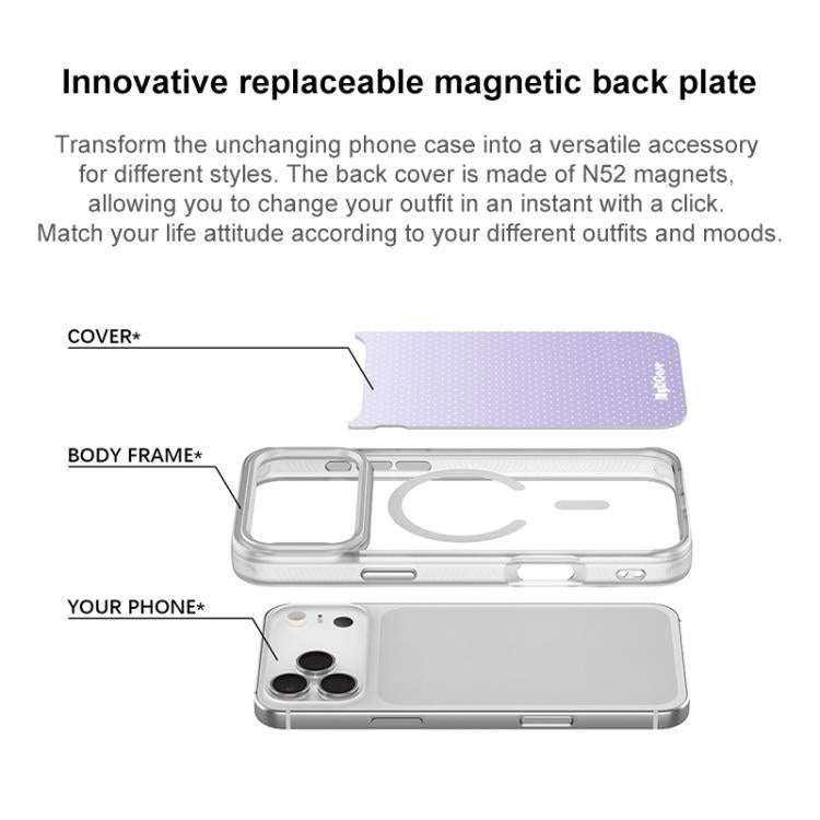 Custodia magnetica per telefono con motivo a pois viola chiaro, For iPhone 16 Pro Max, For iPhone 16 Pro, For iPhone 16 Plus, For iPhone 16