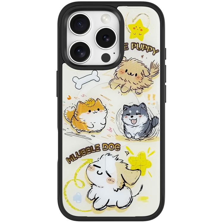 Adorabile custodia magnetica per telefono con motivo a cane vortice, For iPhone 16 Pro Max, For iPhone 16 Pro, For iPhone 16 Plus, For iPhone 16