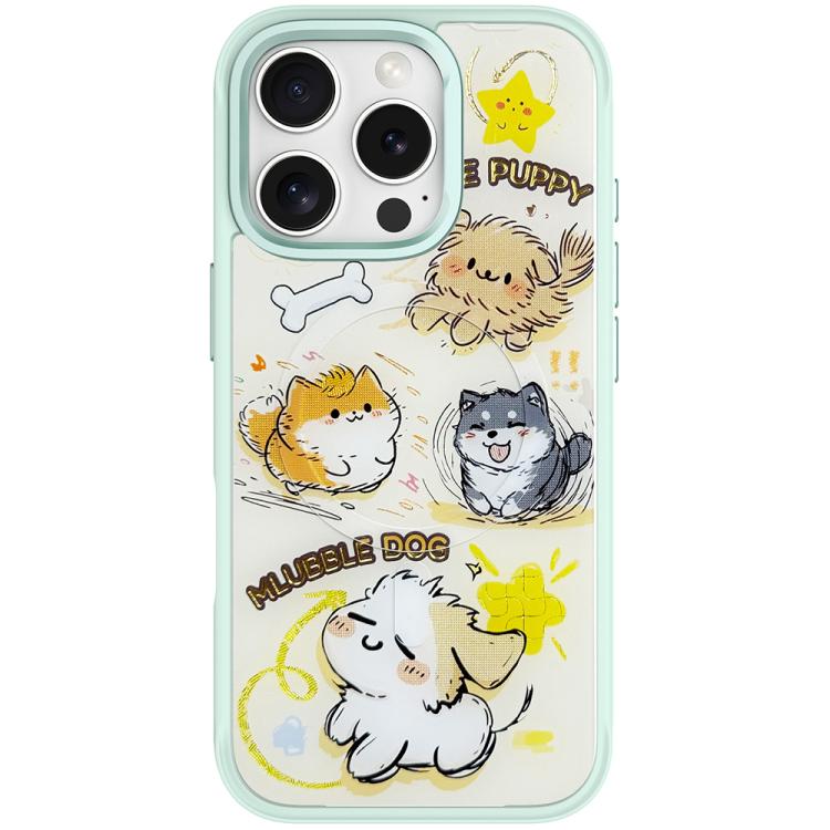 Adorabile custodia magnetica per telefono con motivo a cane vortice, For iPhone 16 Pro Max, For iPhone 16 Pro, For iPhone 16 Plus, For iPhone 16
