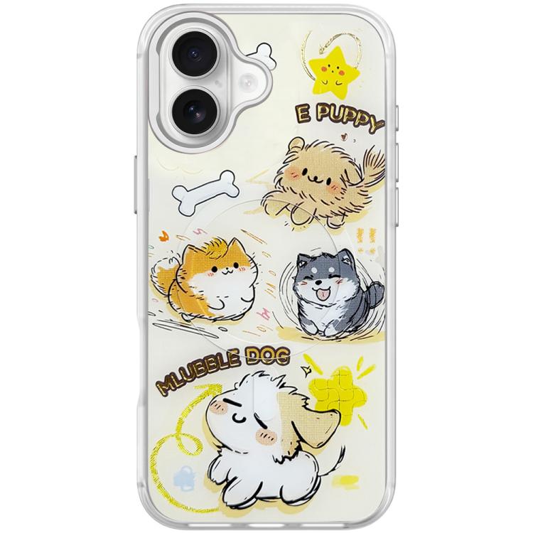 Adorabile custodia magnetica per telefono con motivo a cane vortice, For iPhone 16 Pro Max, For iPhone 16 Pro, For iPhone 16 Plus, For iPhone 16