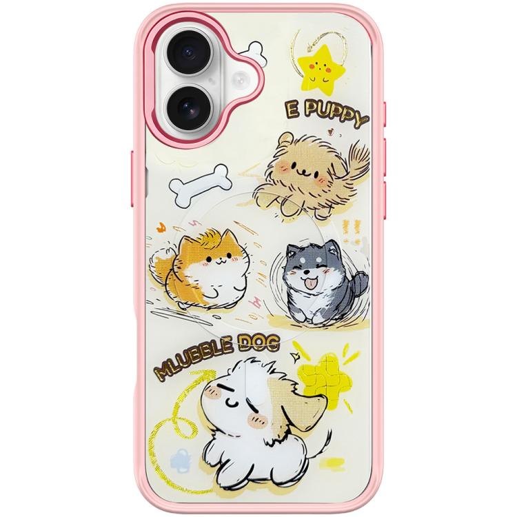 Adorabile custodia magnetica per telefono con motivo a cane vortice, For iPhone 16 Pro Max, For iPhone 16 Pro, For iPhone 16 Plus, For iPhone 16